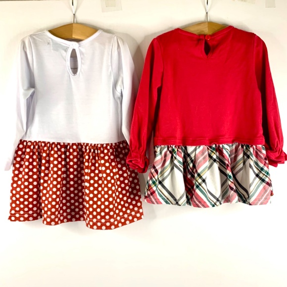 Christmas party festive doggy red white green gingham bow ruffled shirt dresses - Picture 2 of 12
